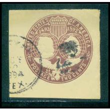 Used U349 2c Columbus and Liberty Fine Cut Square TIII WA2919
