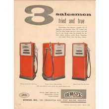 BOWSER INC 1957 salesmen Reelway Siamese Rolway gas pumps vintage ad