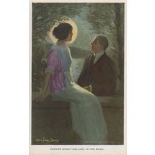 Alfred Davy Summer Sun His Lady In The Moon WW1 Painting Postcard