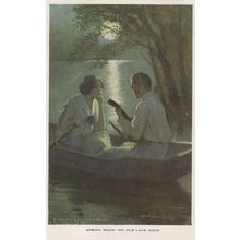 Spring Moon An Old Love Song Alfred Davy Rowing Boat WW1 Postcard