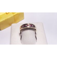Estate .30ctw Natural Rd Ruby/Diamond channel 14Kt Y/Gold Heart side Band #22491