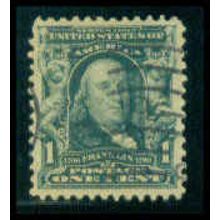 Used 300 1c Benjamin Franklin Fine Plus M08590