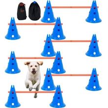 Dog Agility Hurdle Cone Set 6 PCS Kit-12 xCones 6 xAgility Rods with Bag
