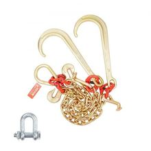 3/8"x2' G80 Tow Chain J Hook V-Chain Bridle Grab & T Hook Wrecker 15600lbs
