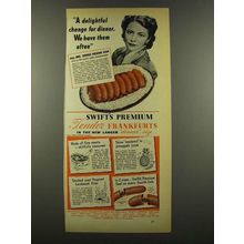 1940 Swift's Premium Tender Frankfurts Ad - Delightful