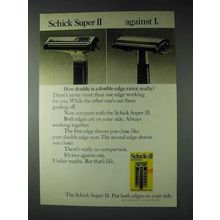 1973 Schick Super II Razor Ad - II Against I