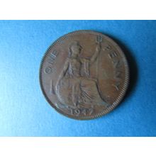 1947 GEORGE VI ONE PENNY FREE POST. J