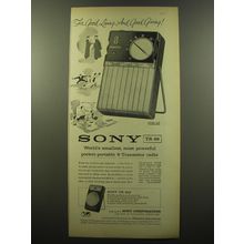 1959 Sony TR 86 and TR 610 Radios Ad - For good living - and good giving