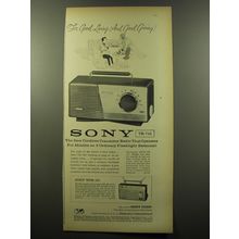 1959 Sony TR 712 and TFM 121 Radios Ad - For good living - and good giving
