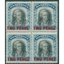 Cook Islands 1931 2d on 1½d black & blue SG93 MNH block x4