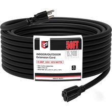 EP 50 Ft Outdoor Extension Cord - 12/3 SJTW Heavy Duty Black Extension Cable wit
