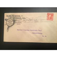 ICOLLECTZONE US 1907 Acme Veneer Machine Cancel Advertising Cover E800)