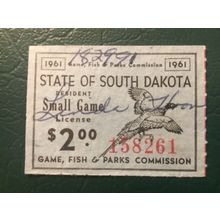 ICOLLECTZONE US South Dakota 1961 Resident Small Game Revenue Stamp VF used