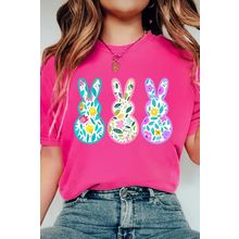 Rose Red Floral Easter Bunny Graphic Crew Neck Easter Tee