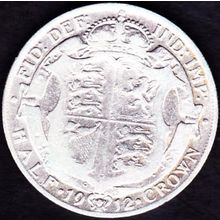 1912 Great Britain 1 Half Crown (2 & Half Shillings) Silver Coin