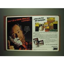 1984 3M Sandpaper Ad - Save $1.50 on Gillette Atra razor & cartridges