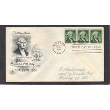 FDC Art Craft 1031 1c George Washington Strip/3 (Cachet-Penciled/A) CV39063