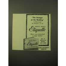 1948 Emily Post's Etiquette Book Ad - The Stranger at the Wedding