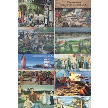 Chemainus Canada Mural Wall Painting Tall Ship Sawmill Harbour 2x Postcard s