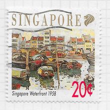 SINGAPORE 1992 LANSCAPE PAINTING ART WATERFRONT 20c USED