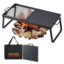 Folding Campfire Grill, Heavy Duty Steel Mesh Grate, 22.4" Portable Camping ...