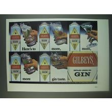 1985 Gilbey's Gin Ad - Here's to more, more, more gin taste