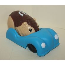 2010 Burger King Zhu Zhu Pets On the Move Brown Zhu Zhu with Blue Car