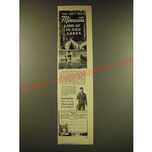 1949 Minnesota Tourism Ad - You can't beat Minnesota land of 10,000 lakes