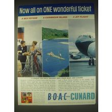 1962 BOAC Aviation and Cunard Cruise Ad - Now all on one wonderful ticket