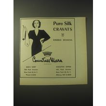 1948 Countess Mara Silk Cravats Ad - Pure Silk Cravats Unique Designs