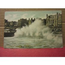 ROUGH SEAS, BRIGHTON, SUSSEX unused antique postcard by H & K =