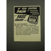 1953 Anacin Medicine Ad - If you suffer pain of headache neuralgia neuritis