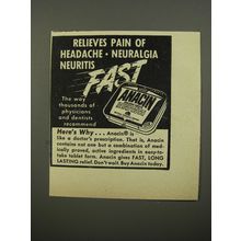 1953 Anacin Medicine Ad - Relieves pain of headache neuralgia neuritis fast