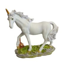 White with Purple Lilac Mane and Tail Unicorn Figurine Ornament