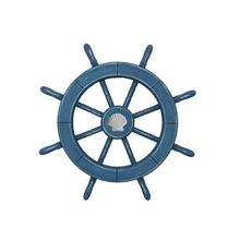 Rustic All Light Blue Decorative Ship Wheel With Seashell 18""