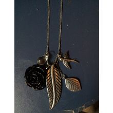multi charm silver tone chain necklace women ladies girl