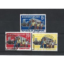 Singapore.First Anniversary of Republic set of 3.Fine Used.Jun25