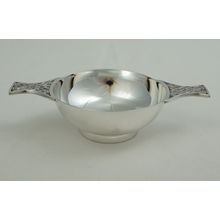 4 ¾" Scottish Sterling Silver Quaich with Celtic Decoration, Edinburgh 1992.