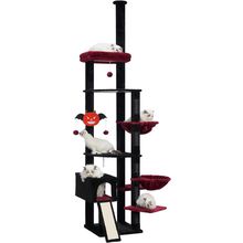Hebly Cat Tree 92.5-104.3 Inches with Hammock, Floor to Ceiling Gothic Cat Condo
