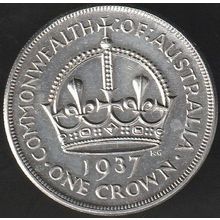 1937 Australia 1 Crown Silver Coin