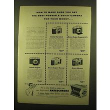 1956 Ansco Camera Ad - Karomat, Regent, Super Memar