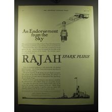 1917 Rajah Spark Plugs Ad - An endorsement from the sky
