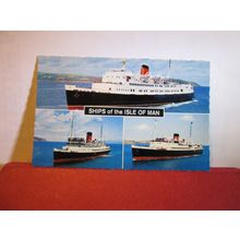 multiview, SHIPS OF THE ISLE OF MAN unused vintage postcard by Bamforth 11 A =