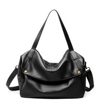 Genuine Leather Women Top Handle Shoulder Handbags Black