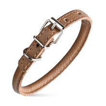 Dog Pet Round Leather Collar W1/4" - L8"-10", Brown