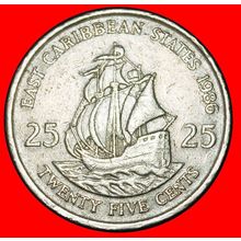 Ⰶ GREAT BRITAIN (1981-2000): CARIBBEAN ★25 CENTS 1986! SHIP★LOW START★NO RESERVE