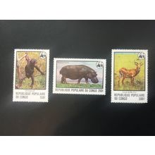 ICOLLECTZONE People’s Rep of Congo 456-458 WWF VF NH