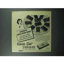 1950 Baker's Dot Chocolate Ad - Rocky Road Bars