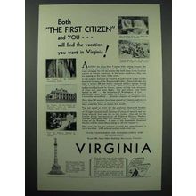 1931 Virginia Tourism Ad - The First Citizen