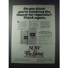1981 Now Cigarettes Ad - Smoking the Lowest Tar